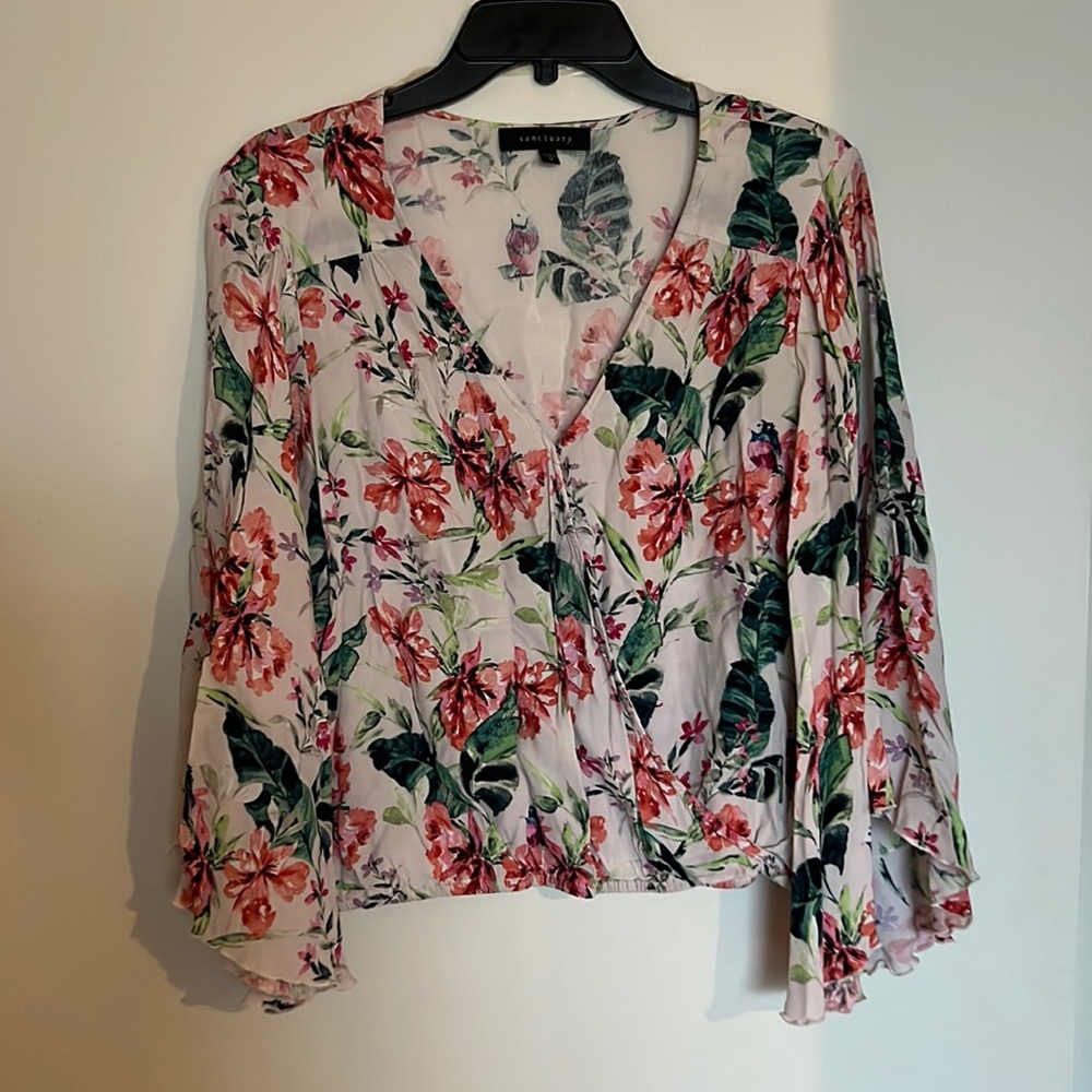 Floral Sanctuary Bell Sleeve Blouse